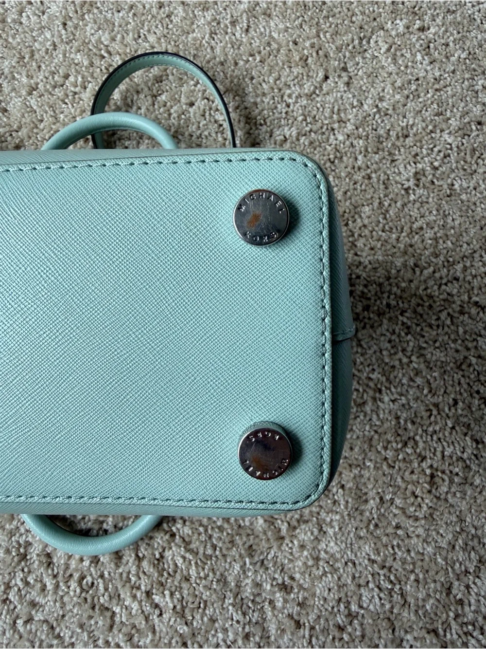 Michael Kors Mint Green Saffiano Satchel with Crossbody Strap